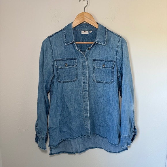 Ag Adriano Goldschmied Tops - AG Denim Shirt Women's LG Blue Casual Western Jean Button Up